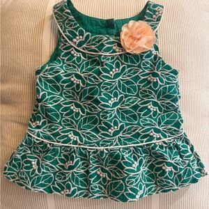 Janie and Jack Floral Green Kids Top